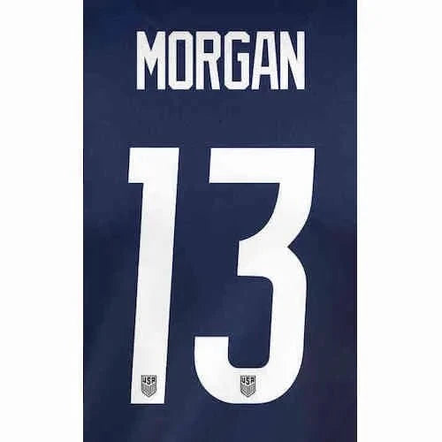 USWNT 2020/21 Away  Morgan #13 Jersey Name Set 1