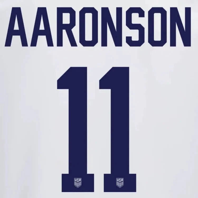 USMNT 2022-23 Home Aaronson #11 Jersey Name Set 1