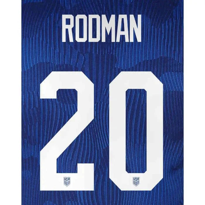 USWNT  2022/23 Away Rodman #20  Jersey Name Set (10 inch) 1