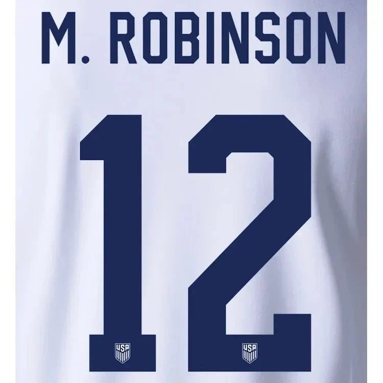 USMNT 2024/25 Home M. Robinson #12 Youth Jersey Name Set 1