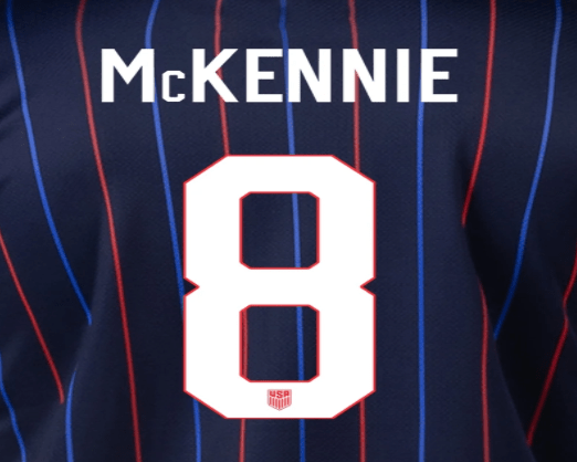 USMNT 2025 Away A. MCKENNIE #8 Official Name Set 1