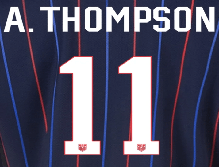 USWNT 2025 Away  A. THOMSON #11 Jersey Name Set 8" 1