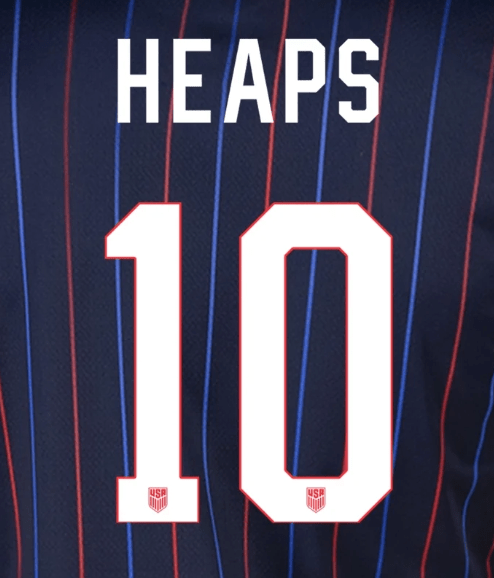 USWNT 2025 Away  G. HEAPS #10 Jersey Name Set 8" 1