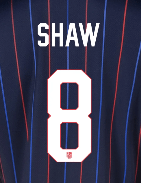USWNT 2025 Away  SHAW #8 Jersey Name Set 8" 1