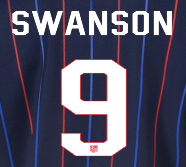 USWNT 2025 Away  SWANSON #9 Jersey Name Set 8" 1