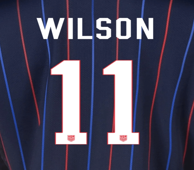 USWNT 2025 Away  WILSON #11 Jersey Name Set 8" 1