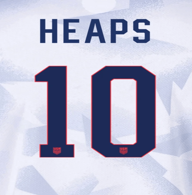 USWNT 2025 Home  G. HEAPS #10 Jersey Name Set 8" 1