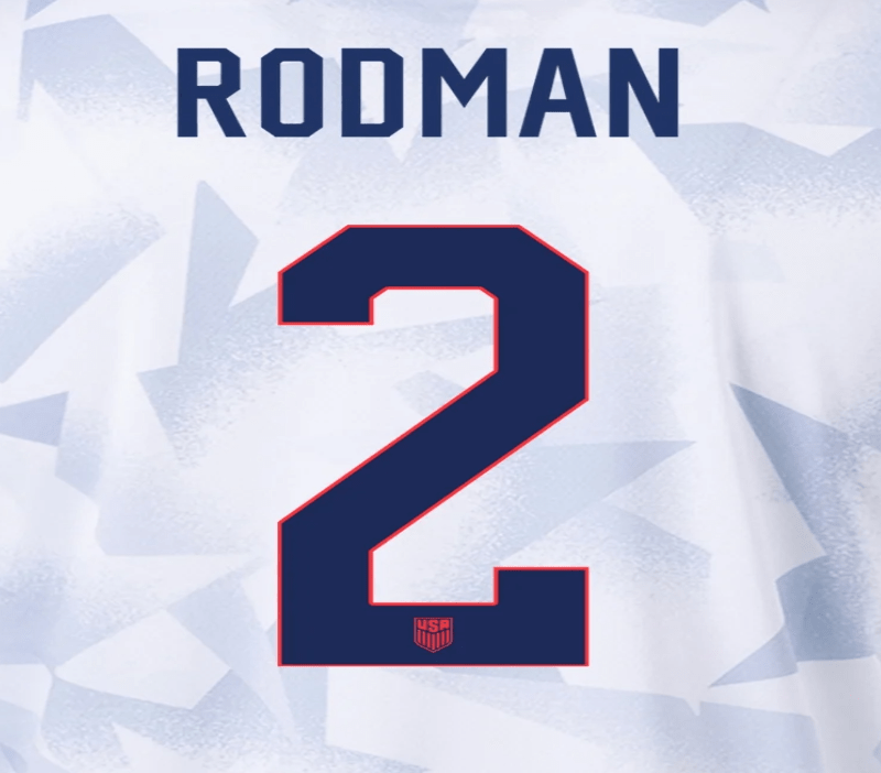 USWNT 2025 Home  Rodman #2 Jersey Name Set 8" 1