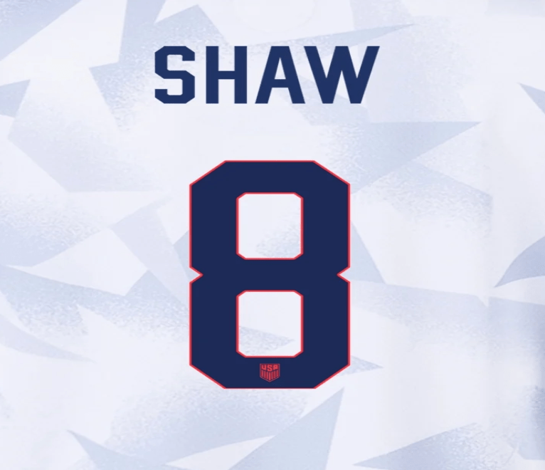 USWNT 2025 Home  SHAW #8 Jersey Name Set 8" 1