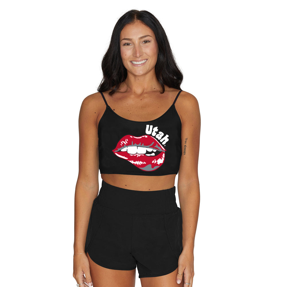 Utah Lips Black Spaghetti Tank | lojobands
