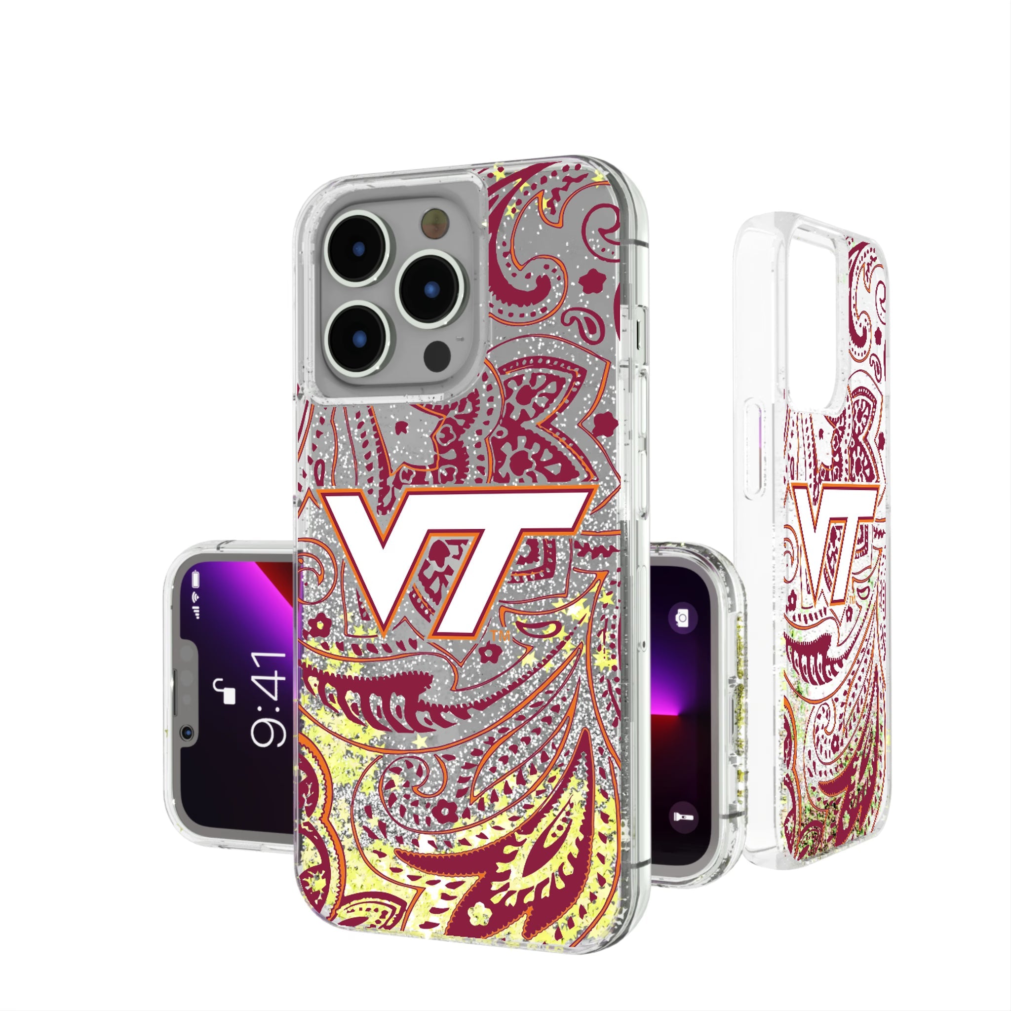 Virginia Tech Hokies Paisley Glitter Phone Case 18