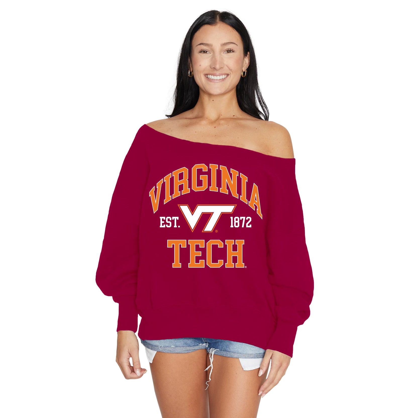 Virginia Tech Off the Shoulder Sweatshirt | lojobands
