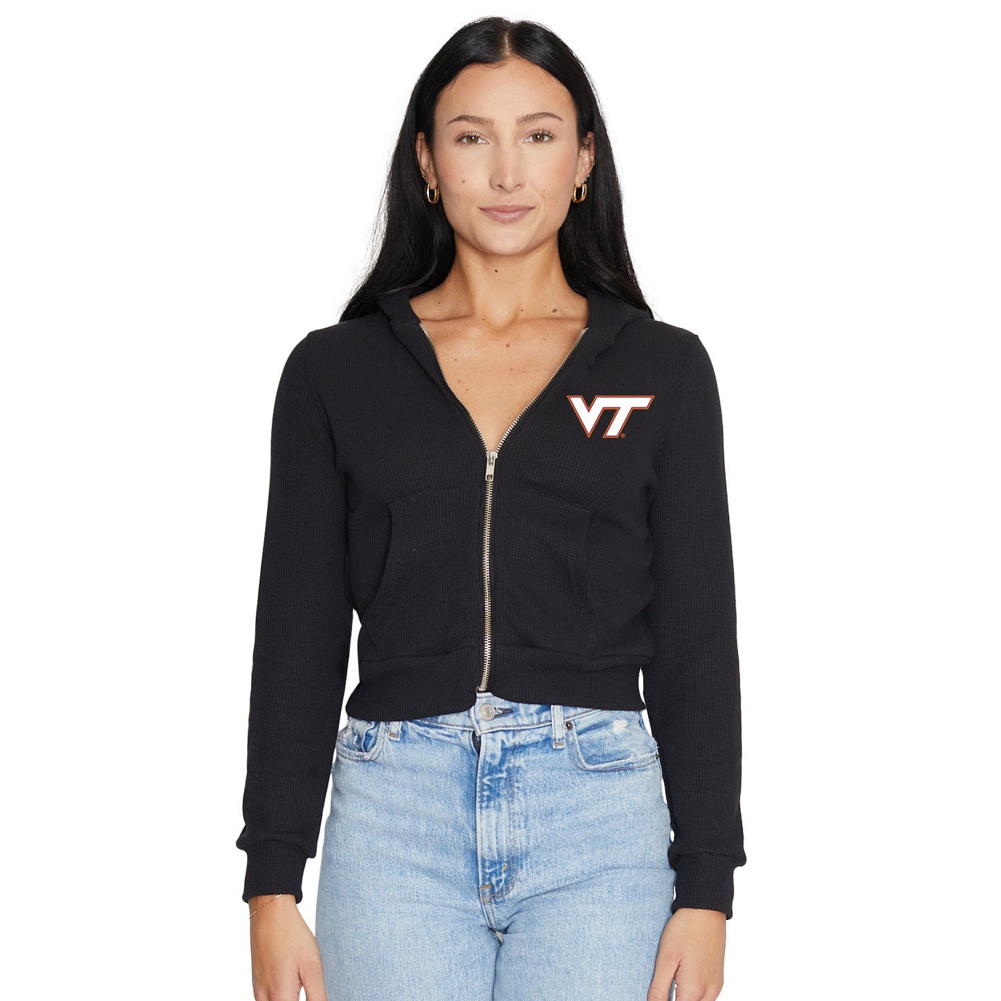 Virginia Tech Waffle Knit Zip Up Hoodie 7