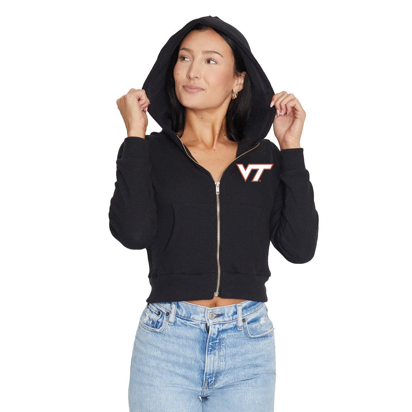 Virginia Tech Waffle Knit Zip Up Hoodie 4