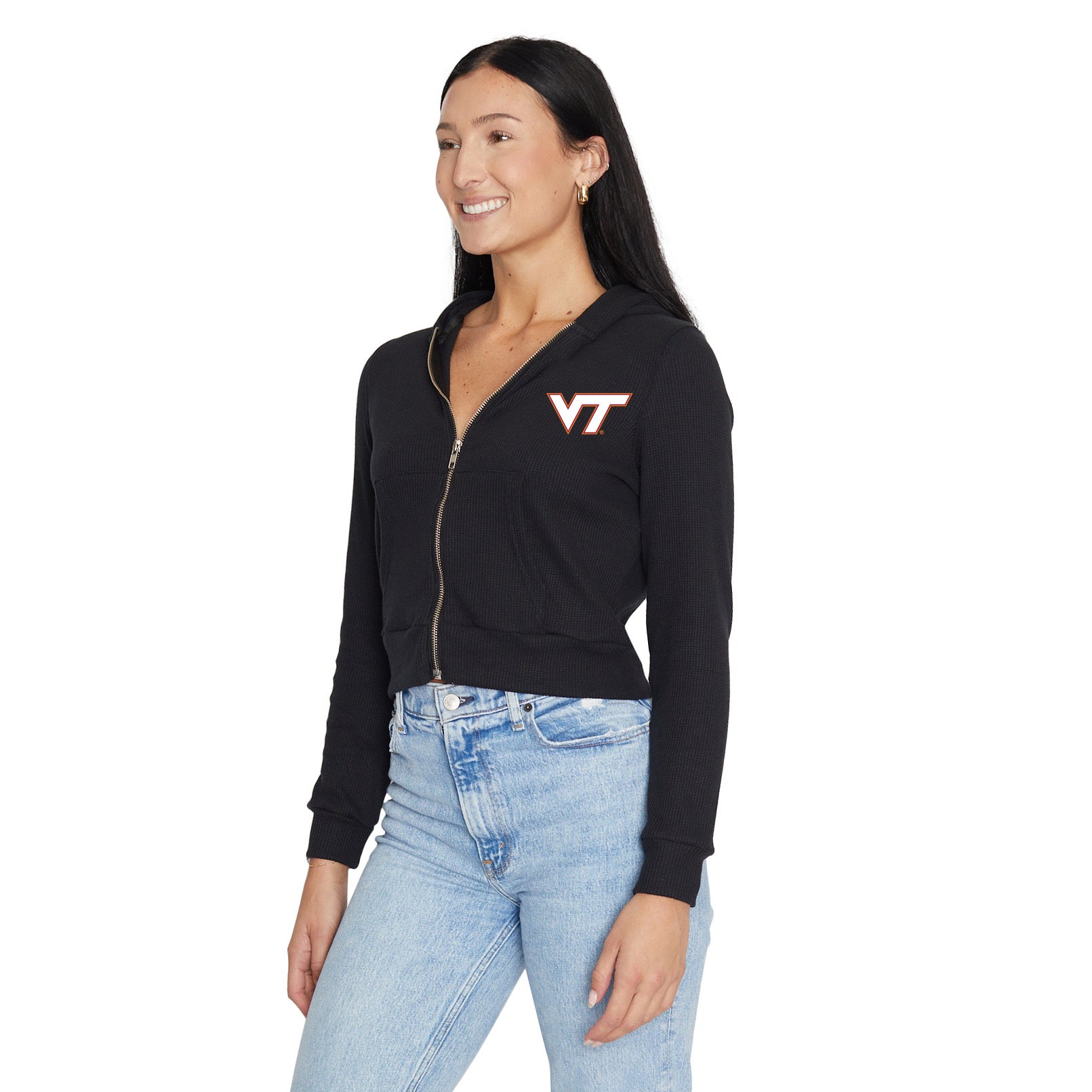 Virginia Tech Waffle Knit Zip Up Hoodie 6
