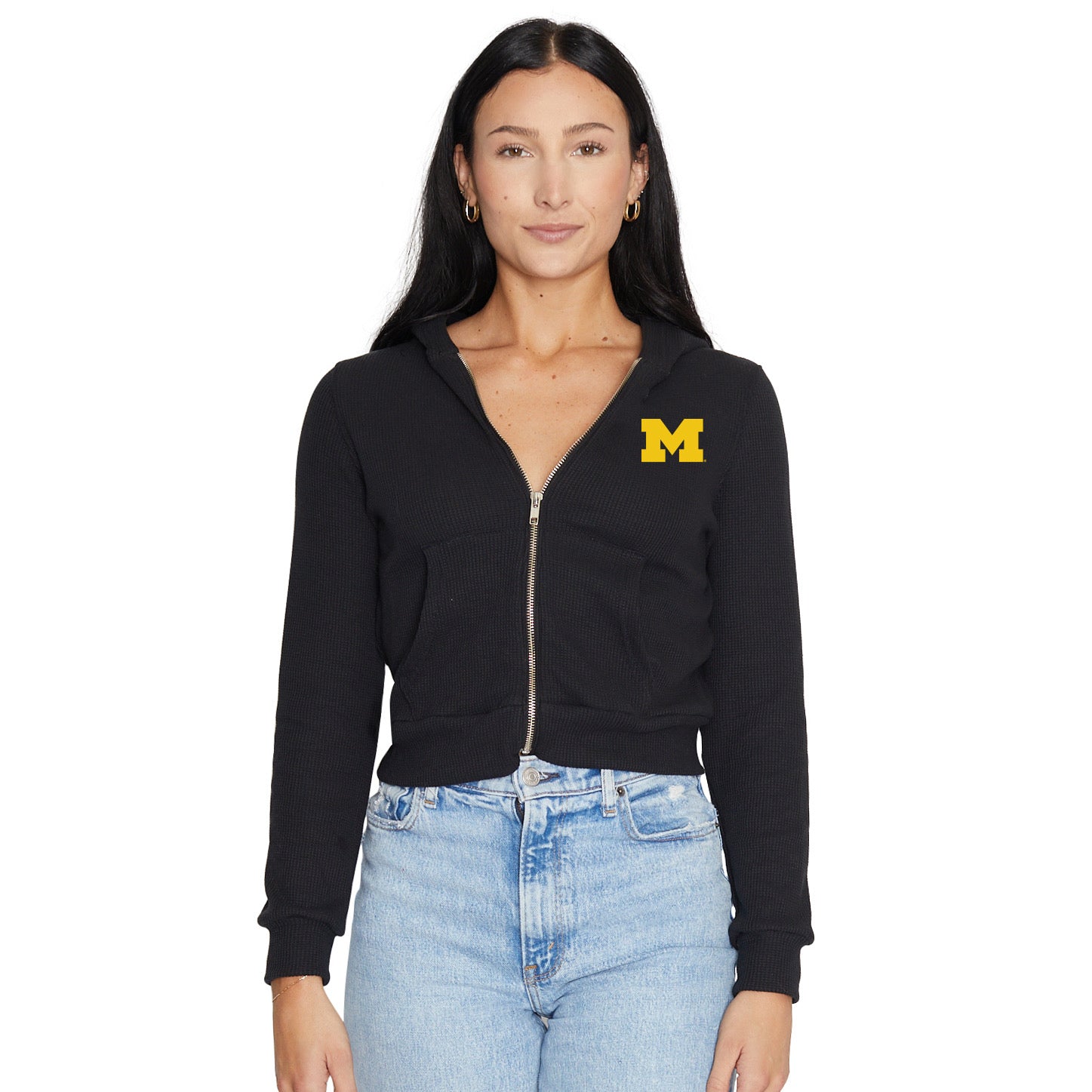 University of Michigan Waffle Knit Zip Up Hoodie | lojobands