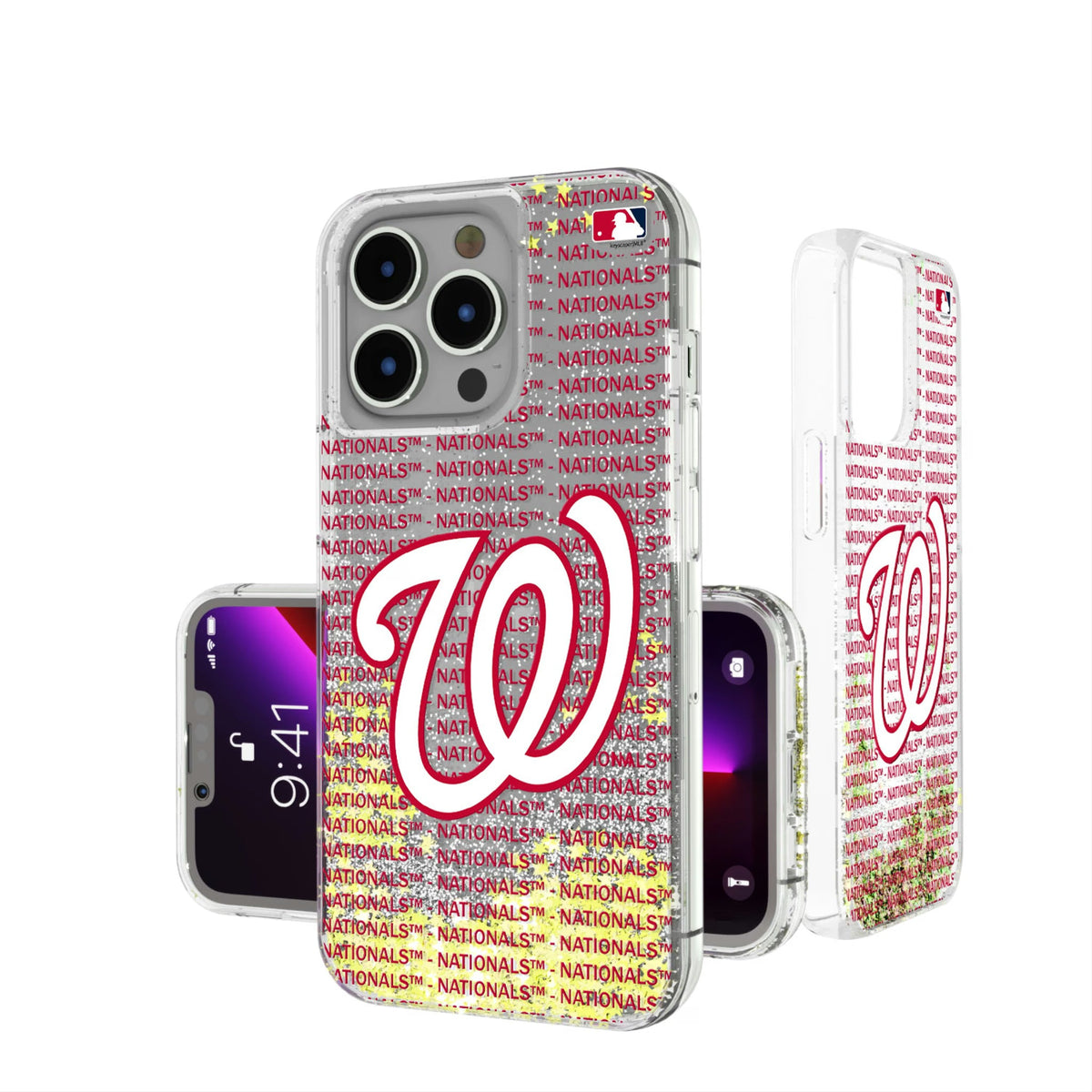 Washington Nationals Text Backdrop Glitter Phone Case 3