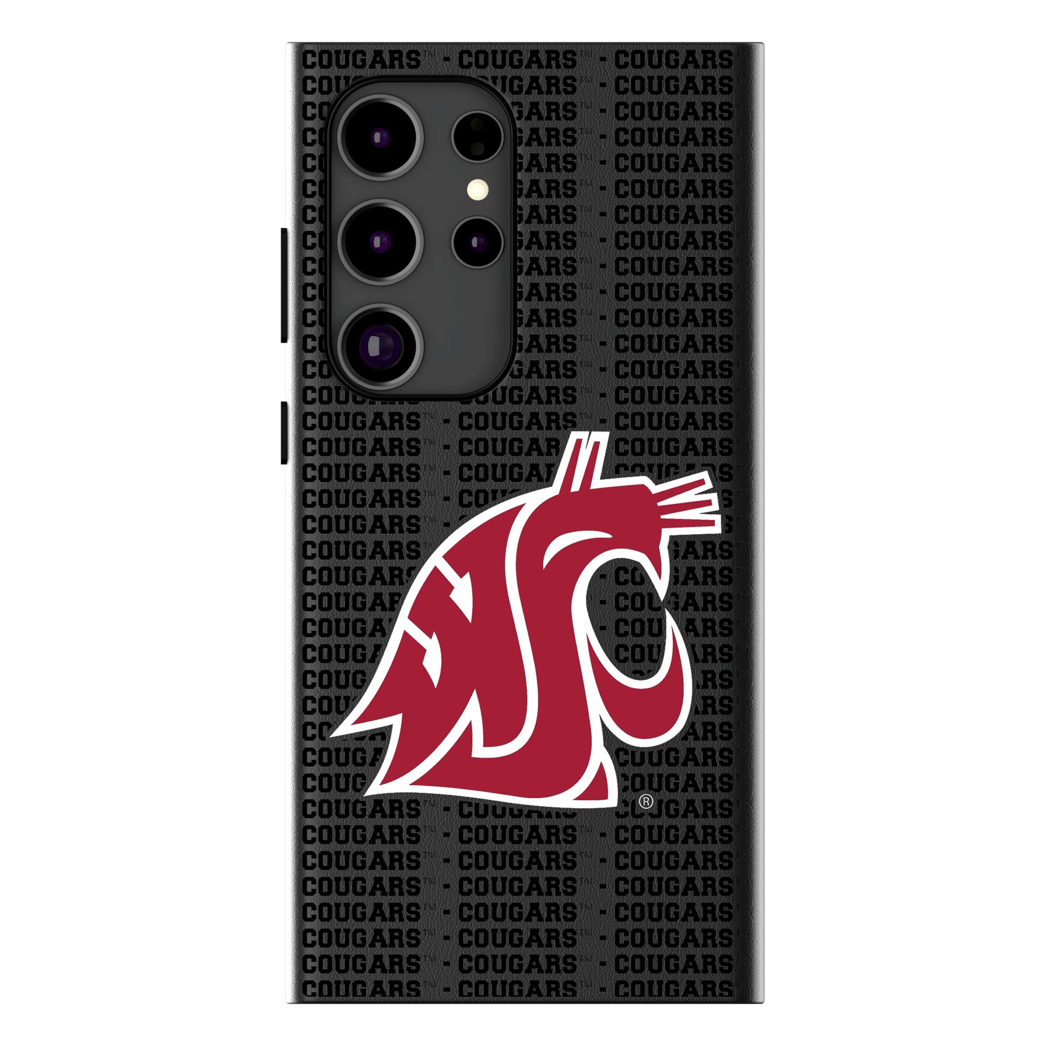 Washington State University Cougars Text Backdrop MagSafe Compatible Phone Case for Samsung Galaxy 14
