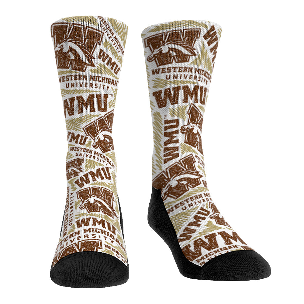 Western Michigan Broncos - Logo Sketch | Rock 'Em Socks
