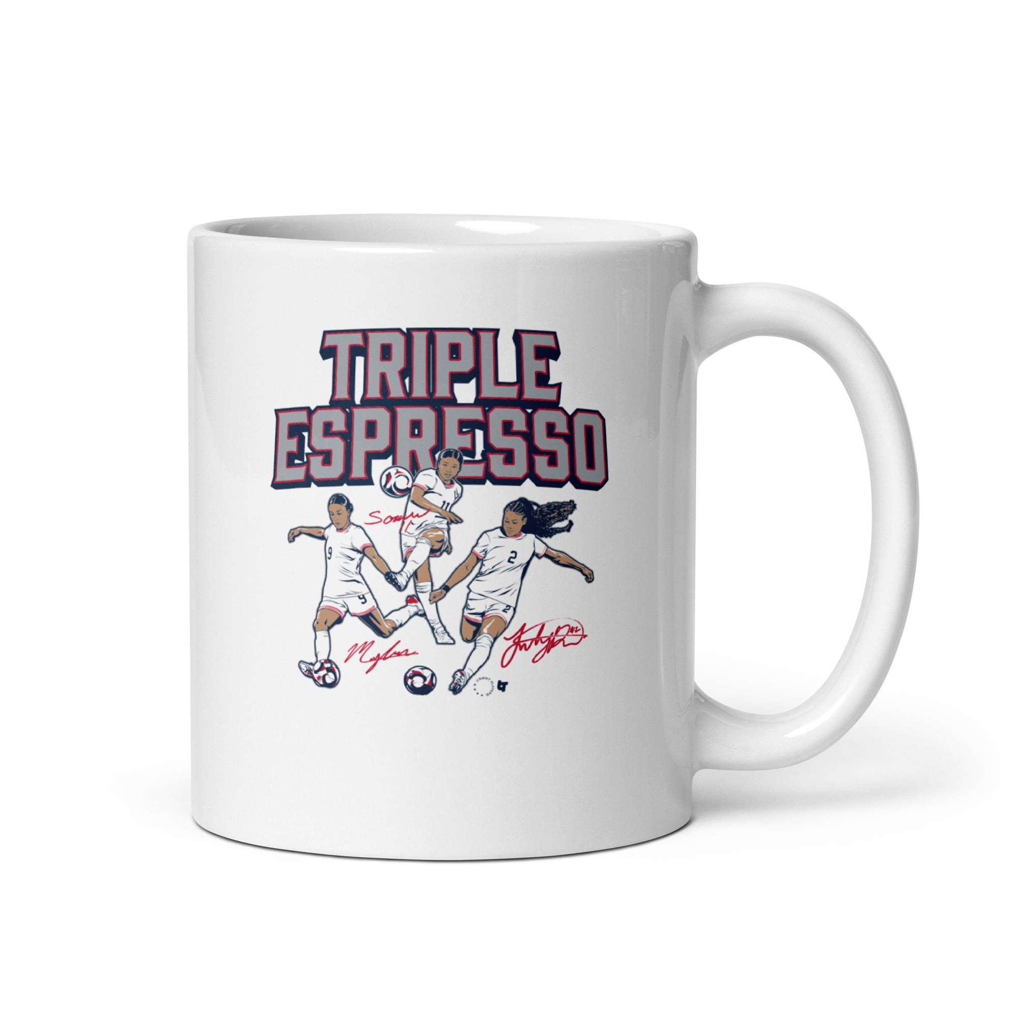 Mallory Swanson, Trinity Rodman, & Sophia Wilson: Triple Espresso Stars Mug 2