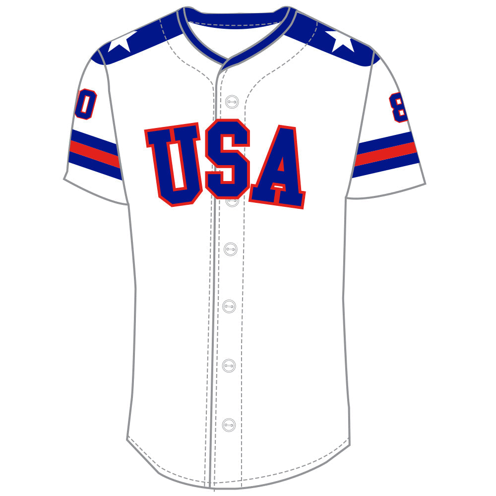 USA 1980 Miracle Embroidered Cotton Baseball Jersey White 3