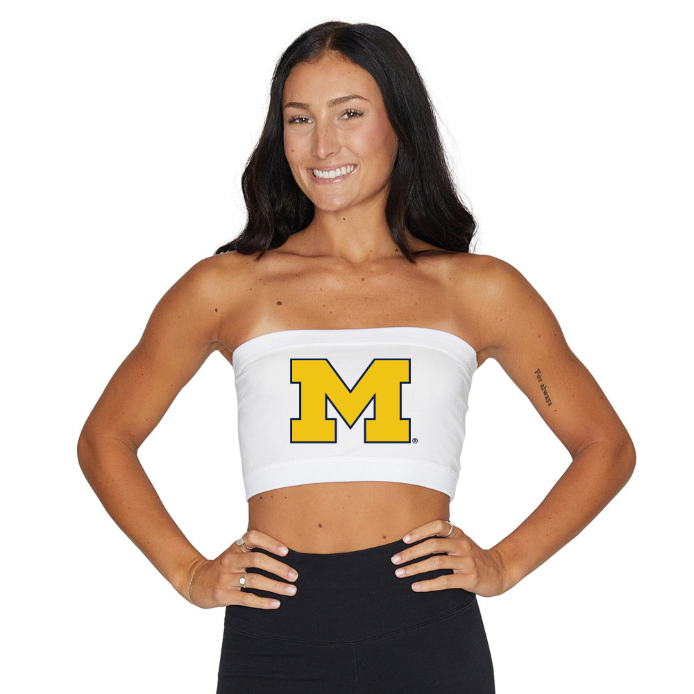 University of Michigan White Bandeau Top | lojobands