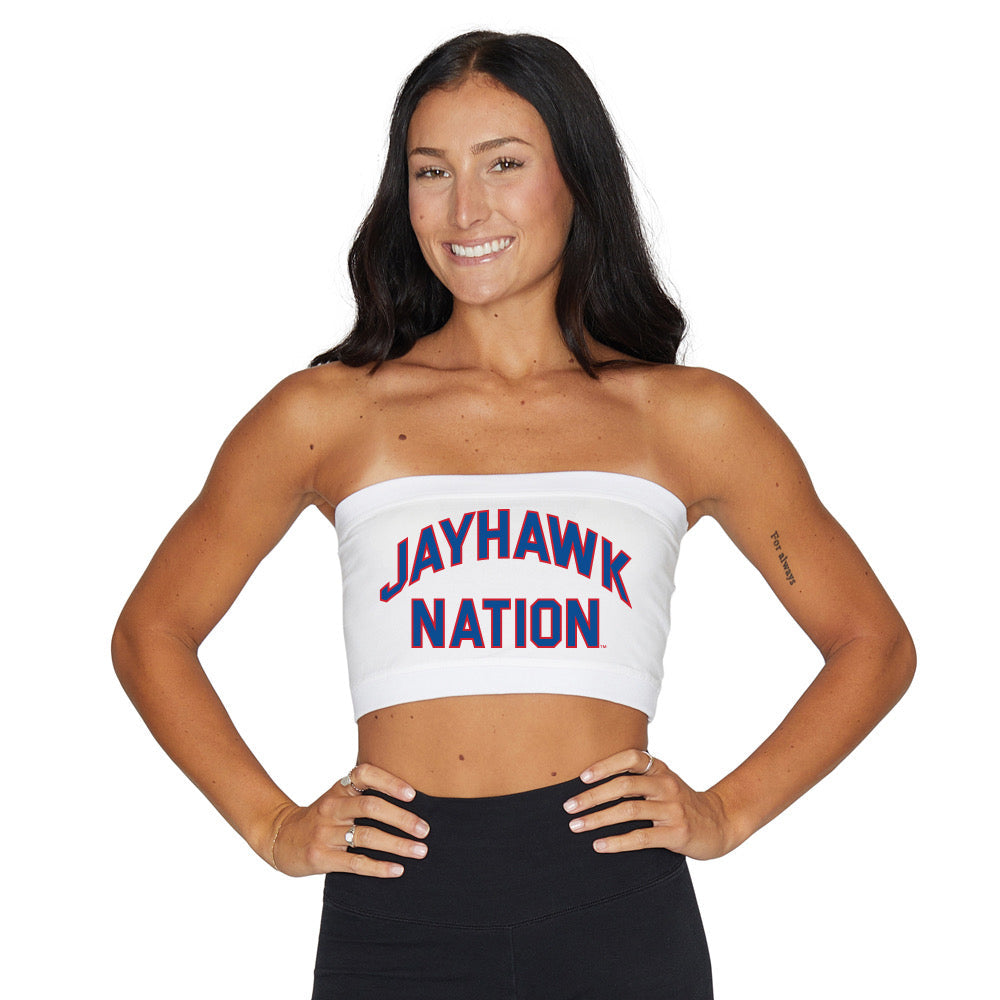 Kansas Jayhawks White Bandeau Top | lojobands