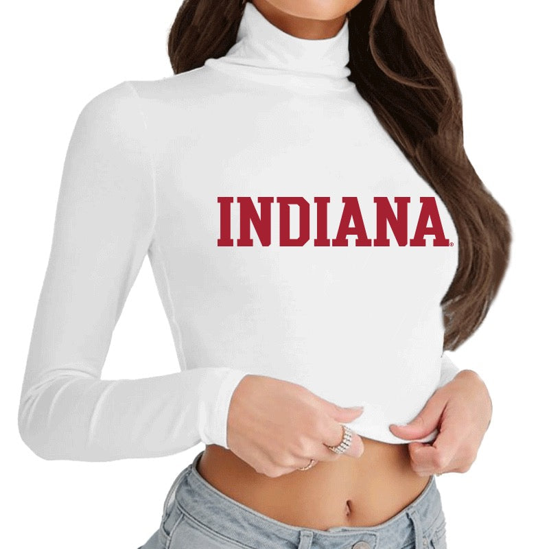 Indiana Hoosiers White Mock Neck Top | lojobands