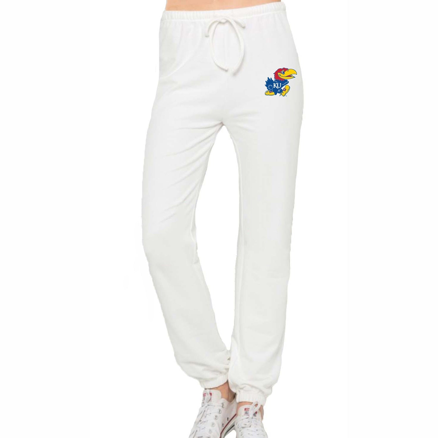 Kansas Jayhawks White Joggers | lojobands 1