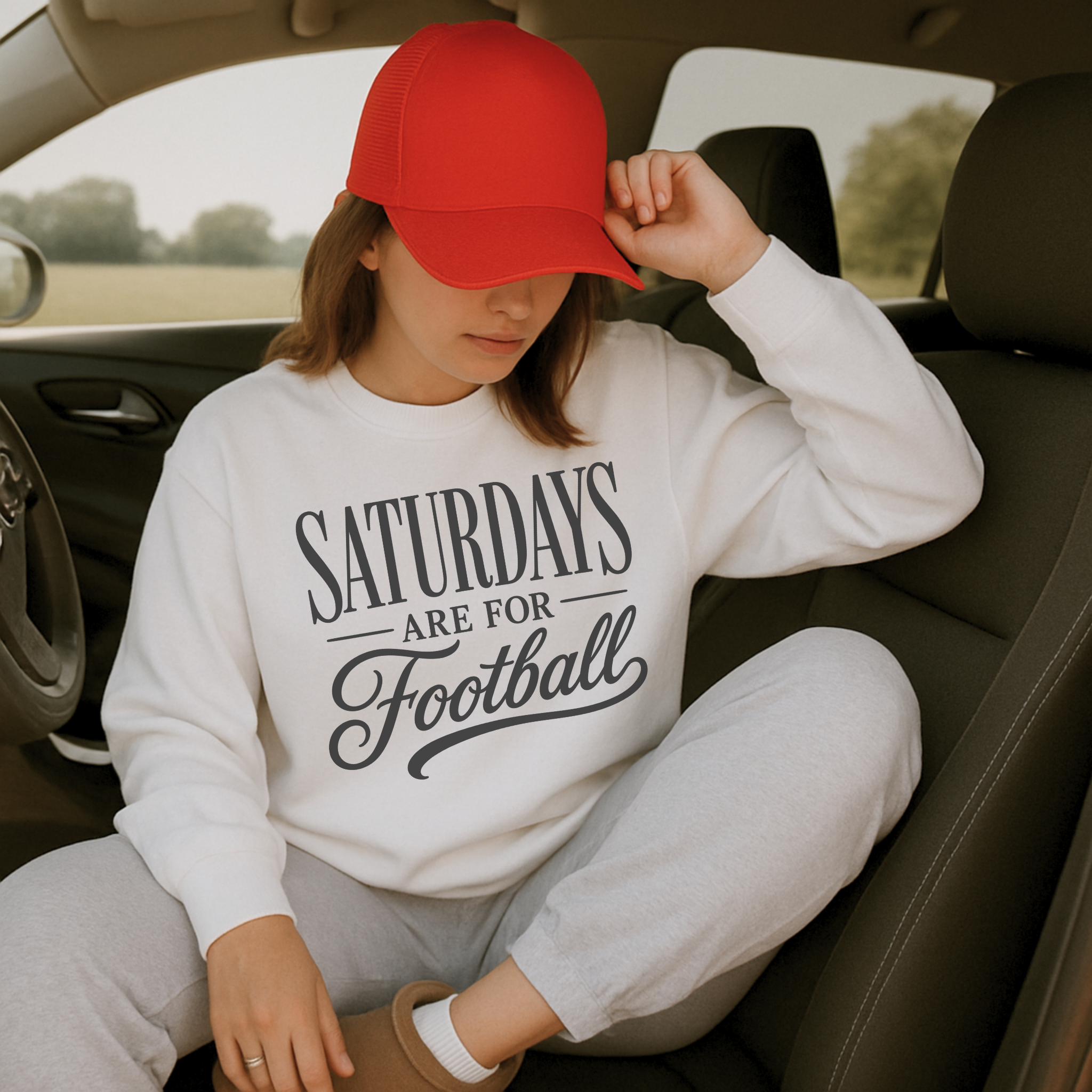 Saturdays Are For Football Graphic Sweatshirt | Cozy Football Season Crewneck for Women 1
