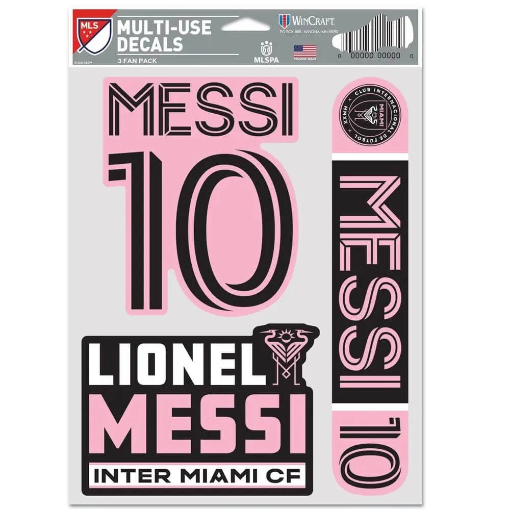 Wincraft Inter Miami Messi #10 3 Fan Pack Decals (5.5" x 7.75") 1