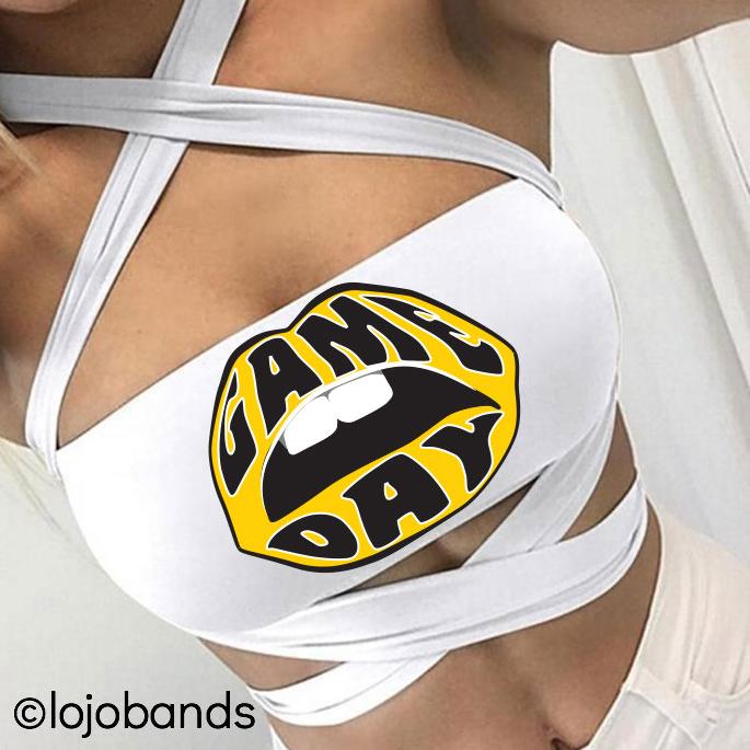 Black & Yellow Game Day White Multiway Bandeau | lojobands