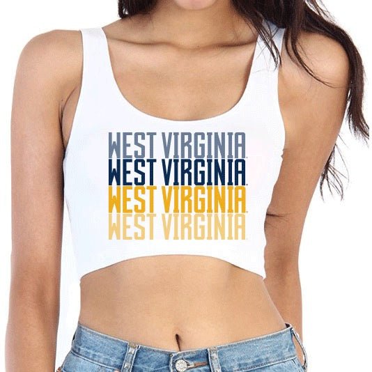 West Virginia Mountaineers White Crop Tank Top | lojobands 4