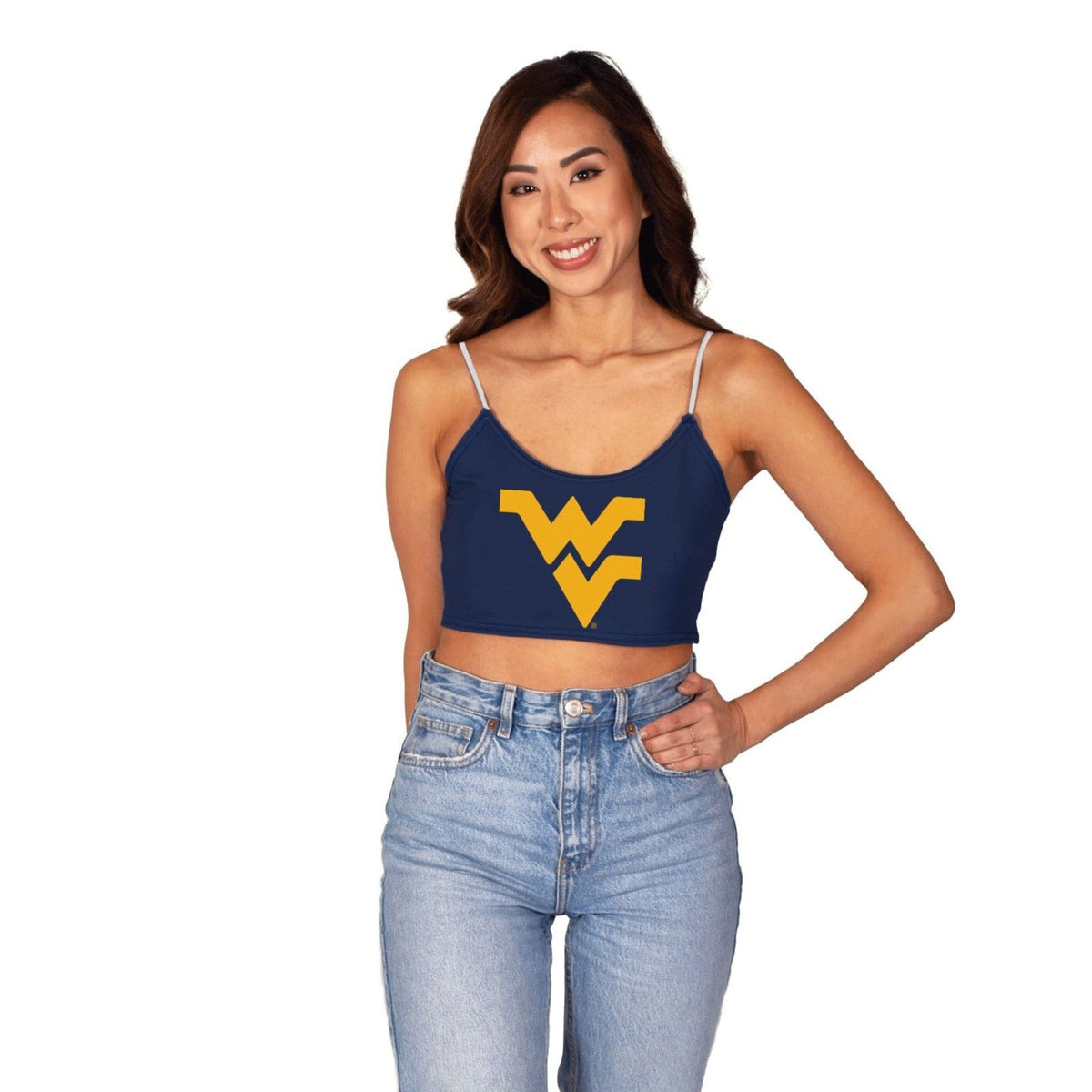 West Virginia Mountaineers Navy Blue Spaghetti Tank | lojobands 3