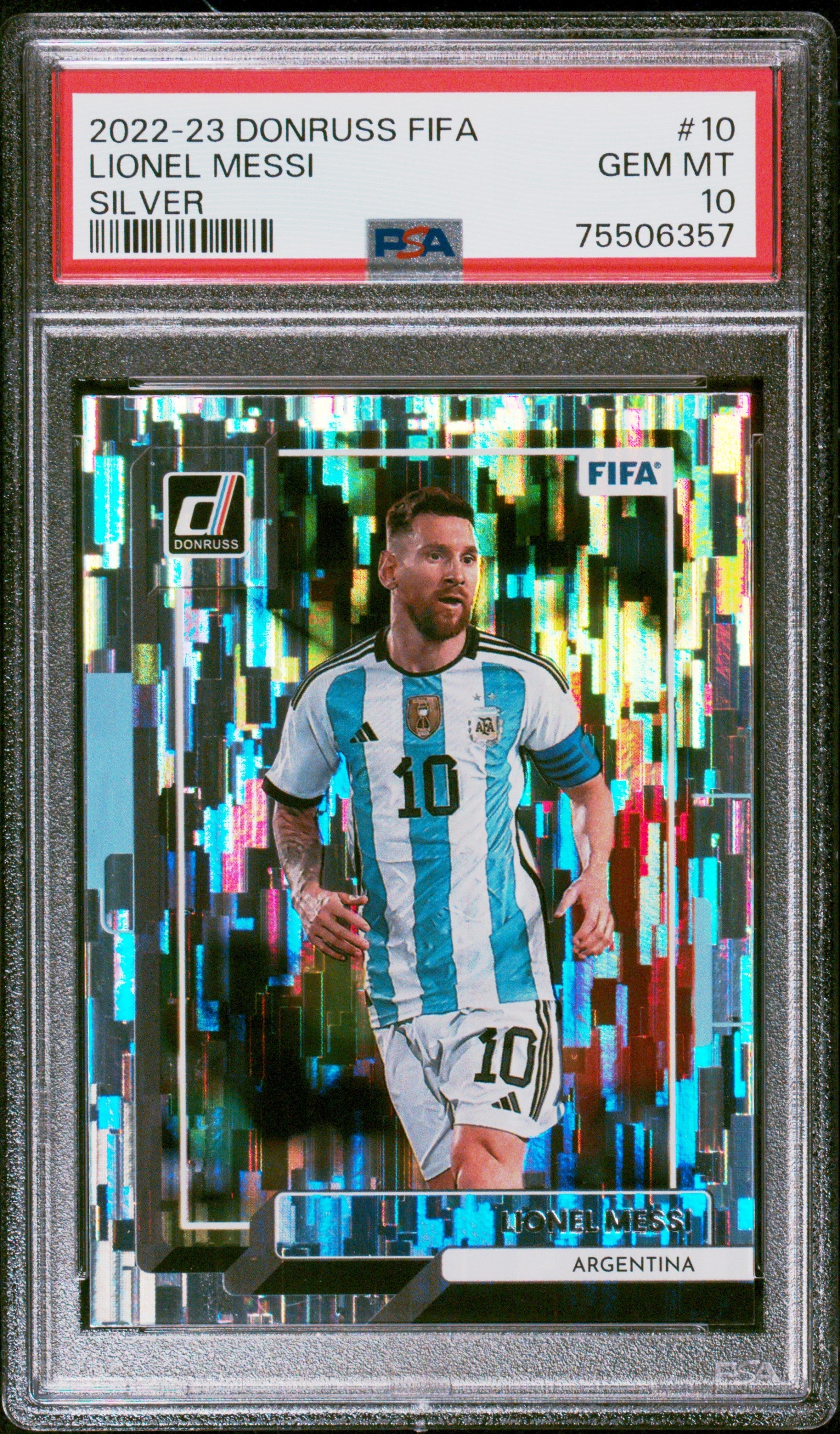 Graded 2022 Panini Donruss FIFA Lionel Messi #10 Silver Soccer Card PSA 10 Gem Mint 1