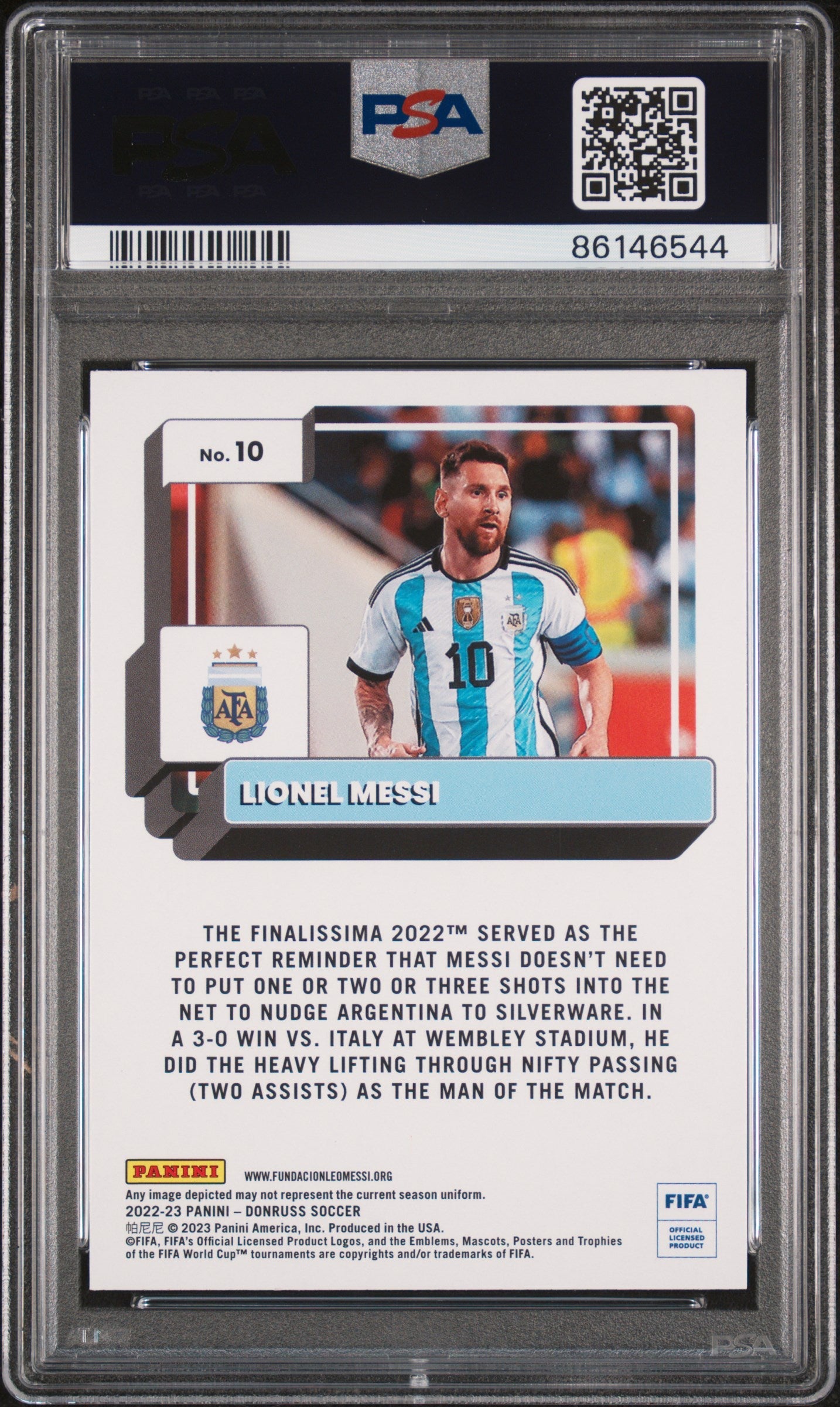 Graded 2022 Panini Donruss FIFA Lionel Messi #10 Orange Soccer Card PSA 10 Gem Mint 2