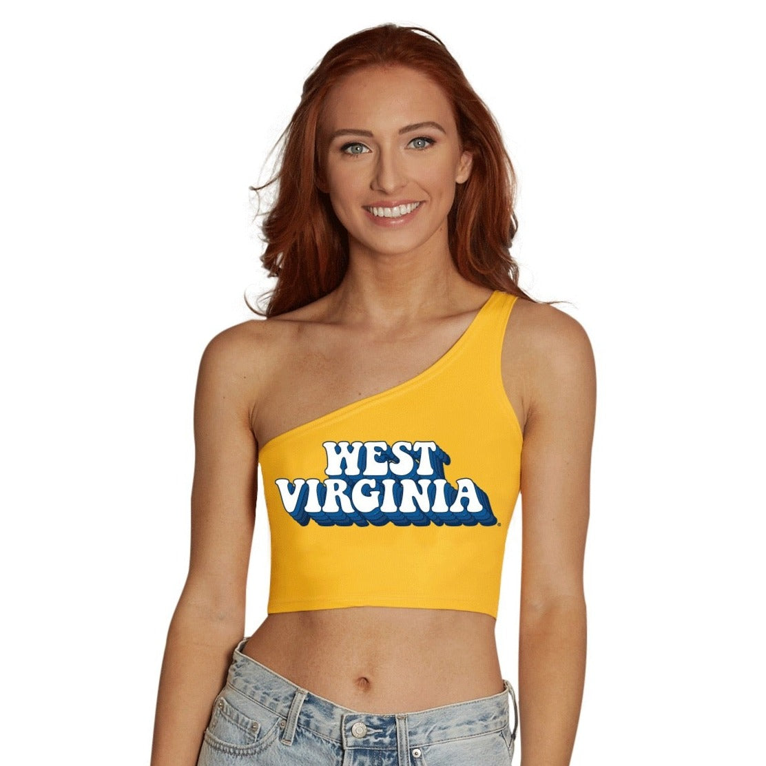 West Virginia Mountaineers Retro One Shoulder Top | lojobands