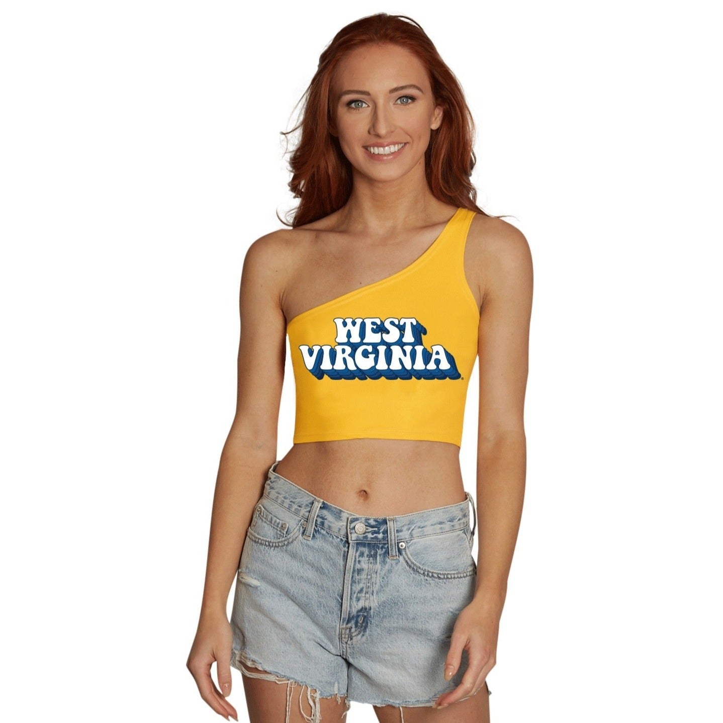West Virginia Mountaineers Retro One Shoulder Top | lojobands 5