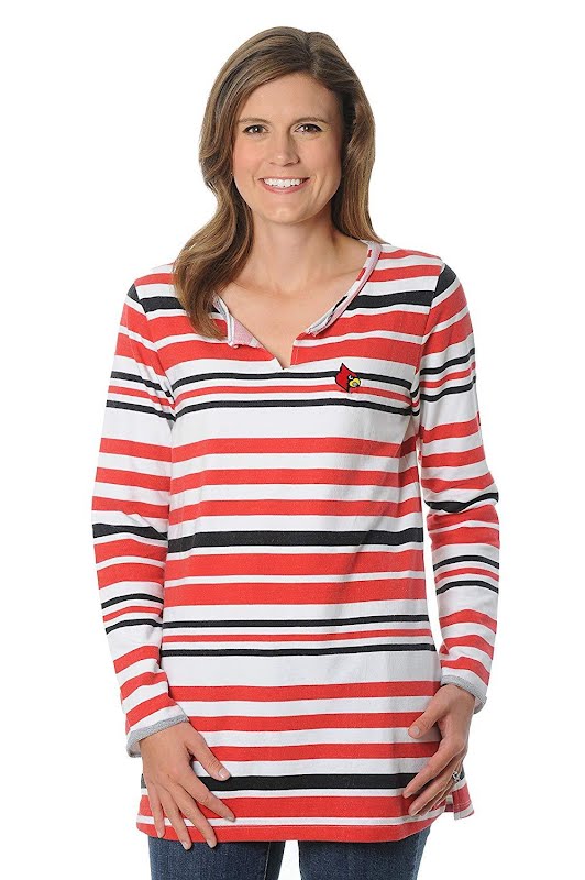 Louisville Cardinals Womens Striped Tunic Fleece Top, Medium 3